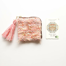 『フェアリーリボン』　noriko tweed　 カードポーチ　手織り  母の日 　コスメ　コイン　　 2枚目の画像