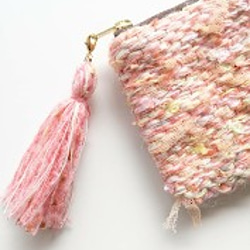 『フェアリーリボン』　noriko tweed　 カードポーチ　手織り  母の日 　コスメ　コイン　　 4枚目の画像