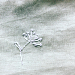 リネンブレンド　くすみミントシャーベット・レースフラワー刺繍×くすみミントゴム　立体マスク　洗える 3枚目の画像