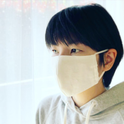 麻　NUDE・レースフラワー刺繍×白ゴム　立体マスク　洗える手作り布マスク 4枚目の画像