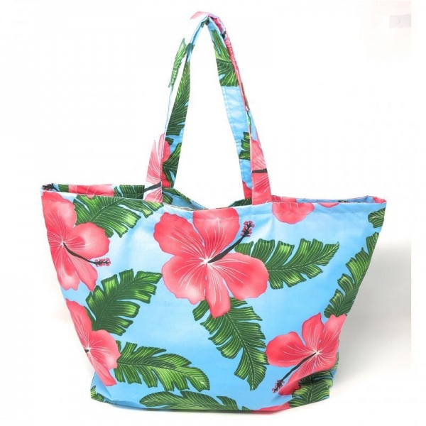 「#Creemaで梅雨明け気分」肩にもかけられるハワイアン トートバッグ ハイビスカス柄
