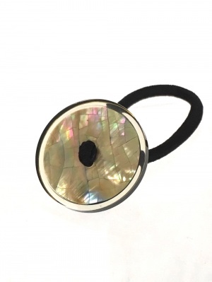 イタリア ヴィンテージ 世界の飾りボタン ヘアゴム シェル ブラウン[mazh-122]