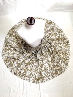 シングルパウスカート ボタニカル柄 スカート丈７４cm ココナッツ色[pu-174s74]