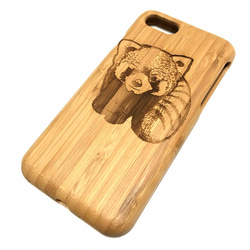天然木 iphoneXsMAX XR Xs 8 7 6 SE ケース 木製 贈り物やギフト ウッド 動物 レッサーパンダ 1枚目の画像