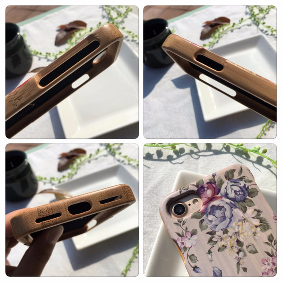 レトロな花柄のプレゼント 天然木 iphoneXsMAX XR Xs 8 X 7 6s SE ケース 木製 スマホケース 4枚目の画像