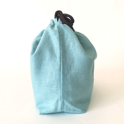 亞麻抽繩袋 - 煙藍色（用於透明手提袋） 第8張的照片