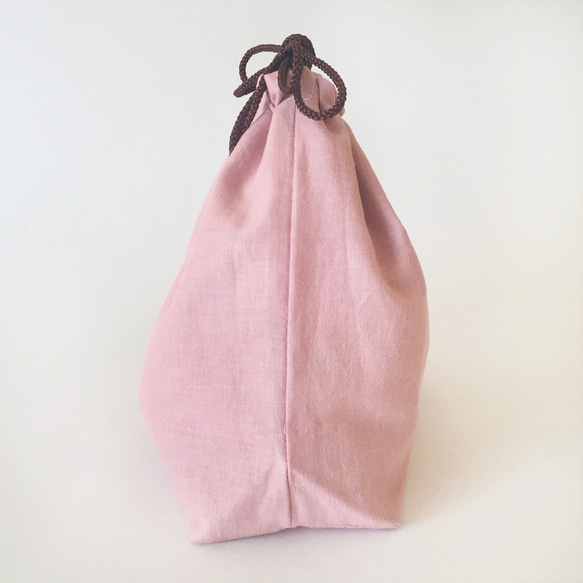 亞麻抽繩袋 - 煙粉紅色（用於透明手提袋） 第8張的照片