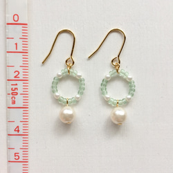 green beads & pearl simple pierced 3枚目の画像