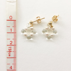 grass beads & pearl square pierced 3枚目の画像