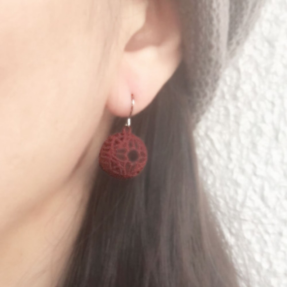 Celtic Pattern Pias Ⅱ(WineRed)(S)--ケルト模様ピアスⅡ（赤紫)(S) 6枚目の画像