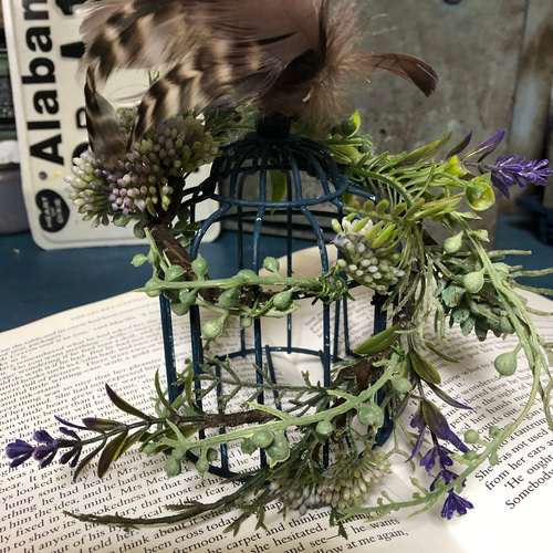 専用バードケージアレンジ フェイクグリーン 癒しの鳥かごアレンジメント、フェイク、多肉植物、バードケージ