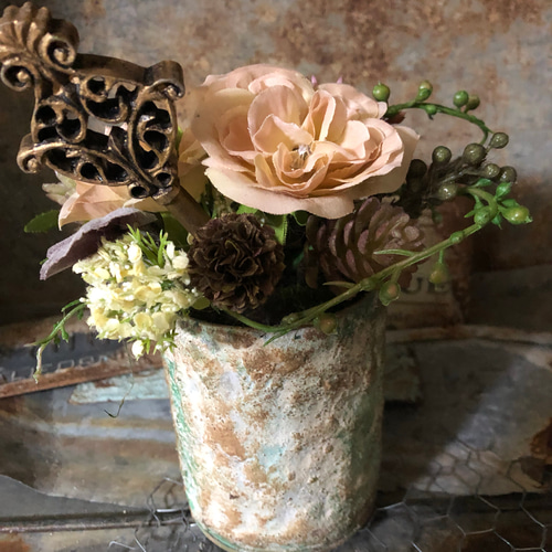 母の日、ビンテージ風、シャビー、フラワーギフト、さび風  