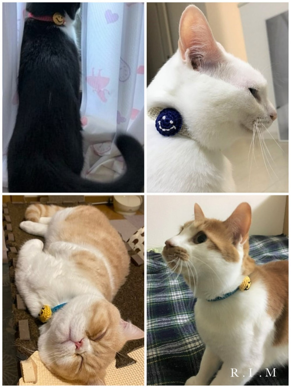 ☺コットンニコちゃん☺　スマイル　オーダー★小型犬＆猫の首輪★ 5枚目の画像