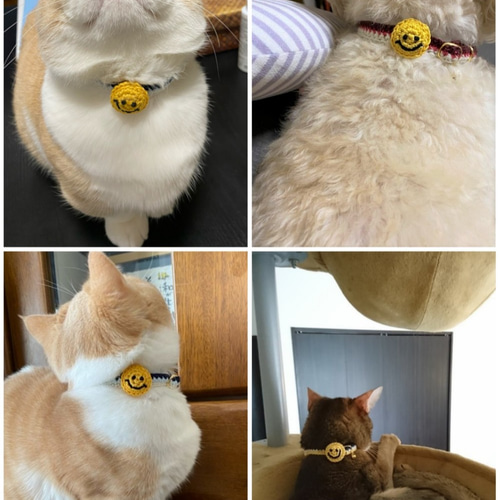 ☆☺ストライプニコちゃん☺☆ 3色 スマイル コットン首輪
