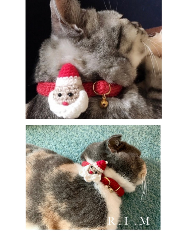 Creema限定Xmas コットンサンタ　3色　クリスマス首輪　★小型犬＆猫の首輪★ 5枚目の画像