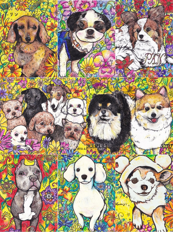 ペット・愛犬の似顔絵 イラスト☆（A5サイズ額縁付き）送料無料！！ 3枚目の画像