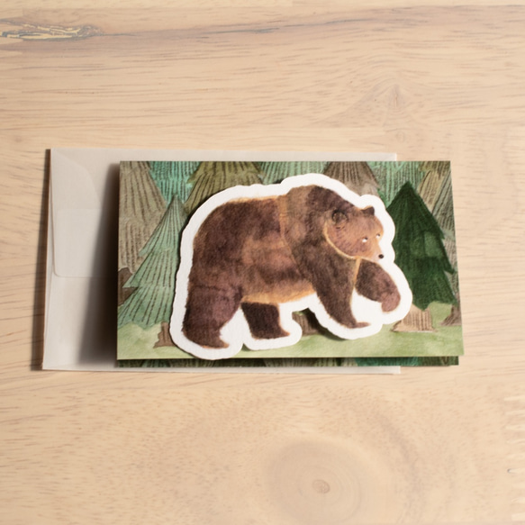 森のミニレターセット＜オプション クマのミニメッセージカード＞ 2枚目の画像