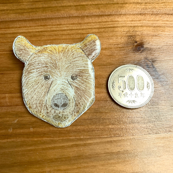 【受注生産】クマの顔の原画ブローチ 3枚目の画像
