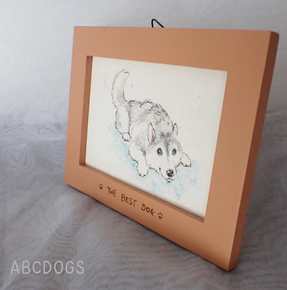 蠟筆劃框西伯利亞雪橇犬 第2張的照片