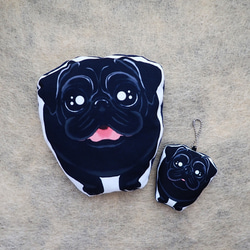 Mini Cushion &amp; Mini Gurumi Black Pug 第2張的照片