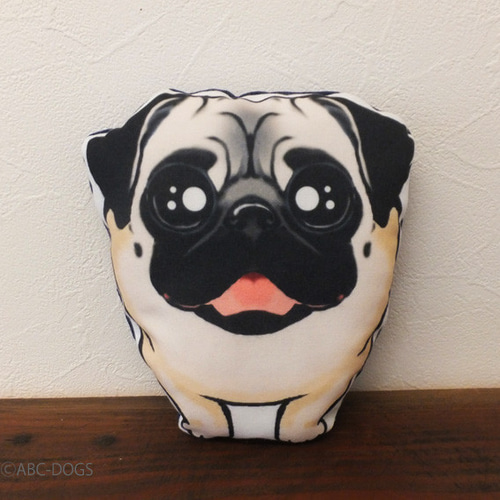 パグ　ミニクッション ミニクッション（ぬいぐるみ） 白パグ ぬいぐるみ ABCDOGS 通販