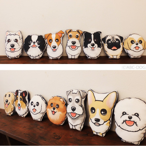 パグ　ミニクッション ミニクッション（ぬいぐるみ） 白パグ ぬいぐるみ ABCDOGS 通販