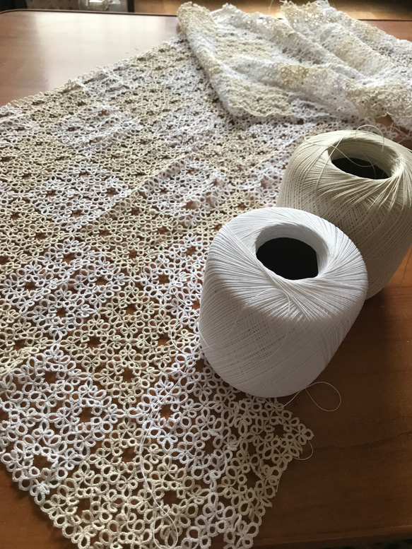 【一点限り】タティングレースベッドカバー 