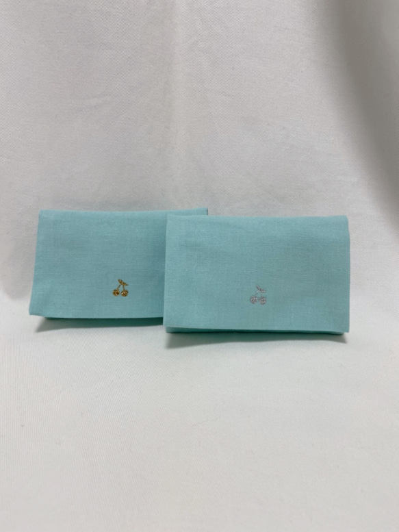 ミニポケットティッシュケース【mint green×cherry gold】 3枚目の画像