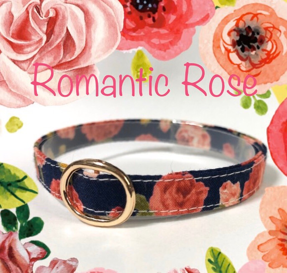 Romantic Rose＊迷子札付＊軽い猫の首輪 1枚目の画像