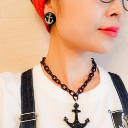 ⚓Sailor Girl サークルピアス・イヤリング⚓【ミッドナイトブルー】イカリピアス 3枚目の画像