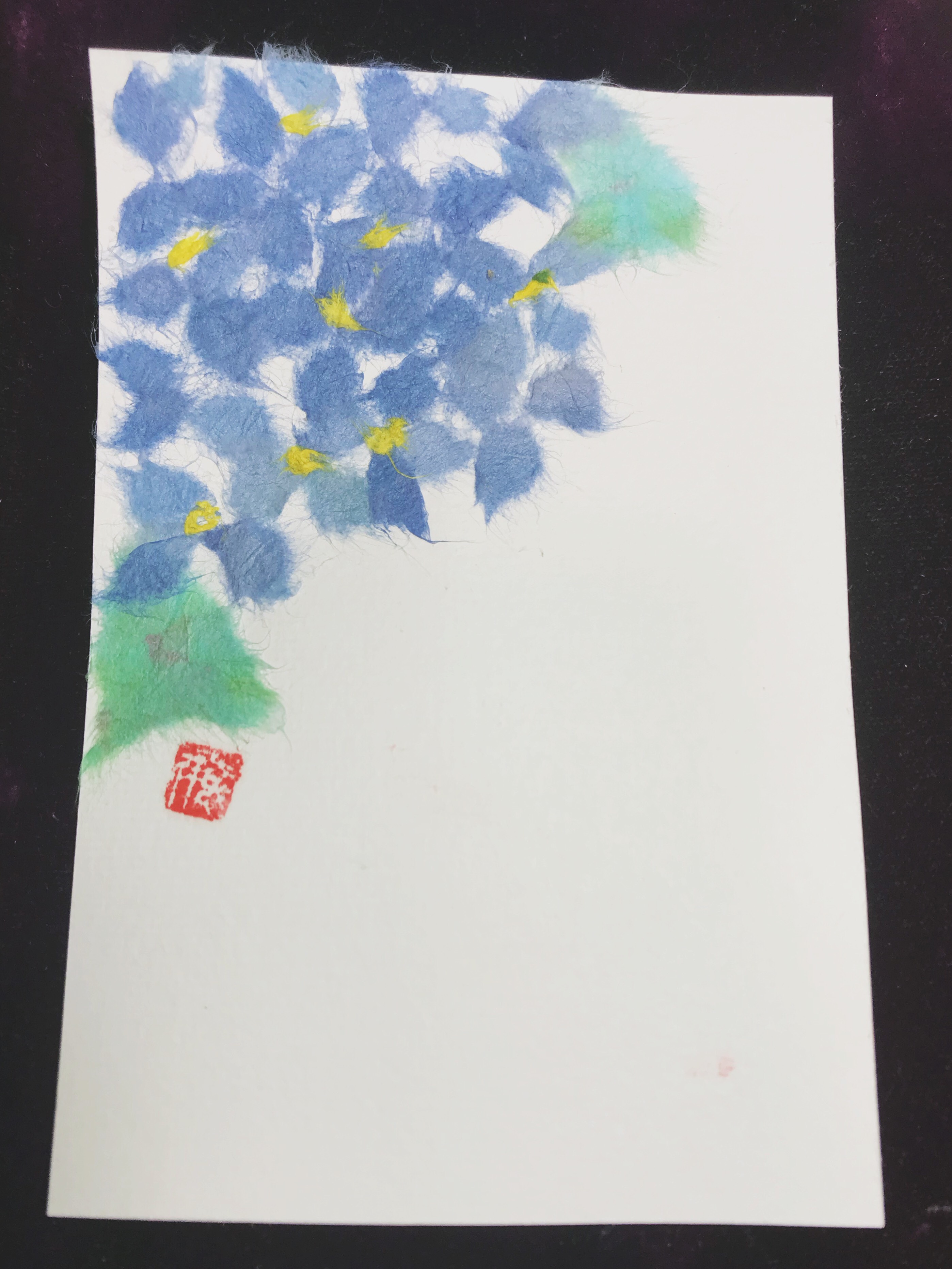 図 花鳥画 【 蝶 武田鼓葉筆 紙本軸　紫陽花　落款照合 花 題目 】
