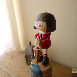 くたり人形（プッシュパペット）・傘の女の子 3枚目の画像