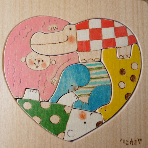 マグネットパズル・5ピース 「ハート」 マグネット ハニカミヤ 通販