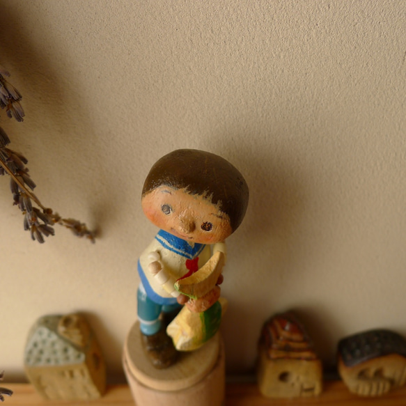 くたり人形（プッシュパペット）・少年と魚 3枚目の画像