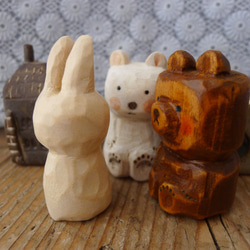 木彫り　ウサギ（白・１） 9枚目の画像