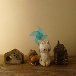 木彫り（風車）　白猫 9枚目の画像