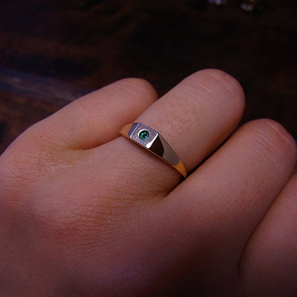 SALE!9月末まで　Emerald signet ring 6枚目の画像