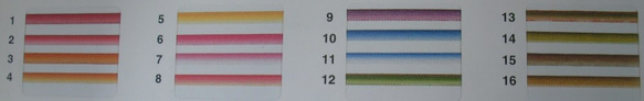 リボン刺繍　モクバグラデーションリボン１６色セット・・・約3.5ｍｍ幅×1.5ｍ 2枚目の画像