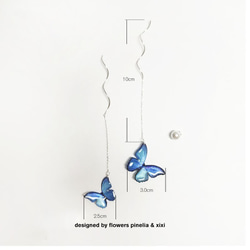 【受注生産】青い蝶のピアス(アメリカンピアス、イヤリング) 4枚目の画像