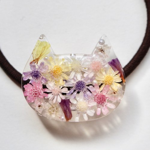 ポイント花 にゃんこ ヘアゴム サービス品】花にゃんこヘアゴム