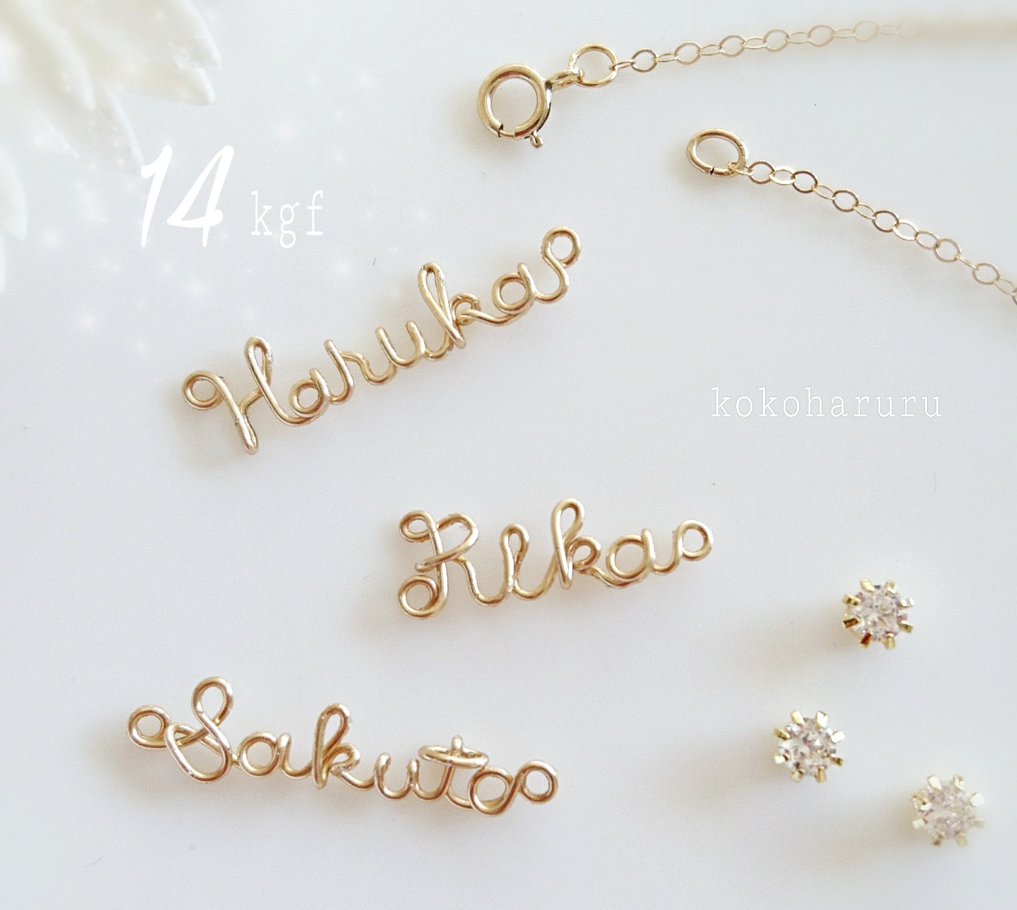 イニシャルネックレス+czジルコニア［14kgf］受注制作