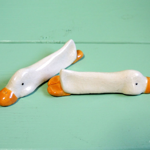 がーちゃん（アヒル）はしおき 素ペア 箸・箸置き 家鴨窯（あひるがま