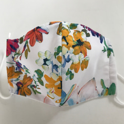 職人が作る布マスク　レオタード生地　花柄 1枚目の画像