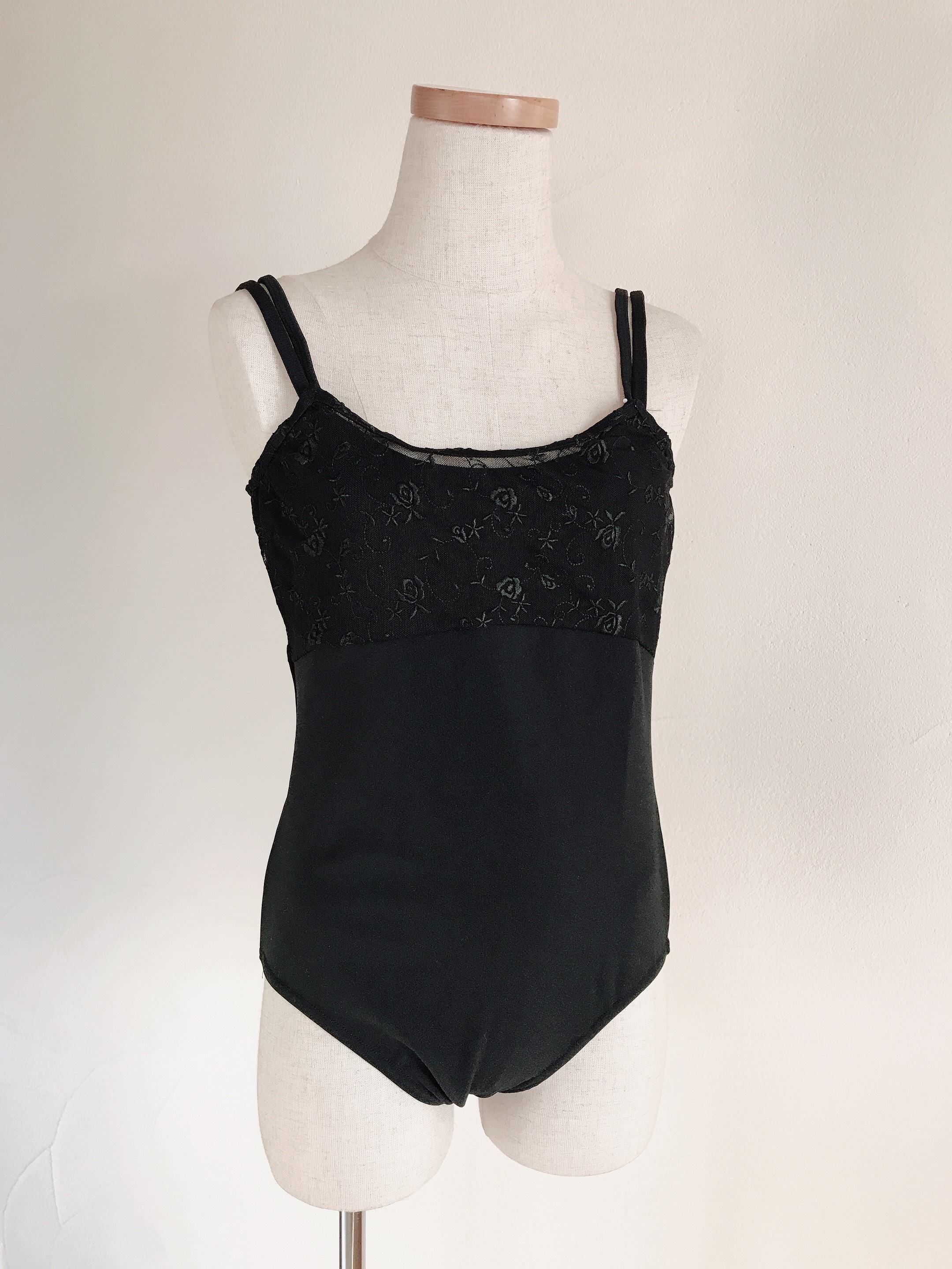 レイヤードキャミソールレオタード　ブラック