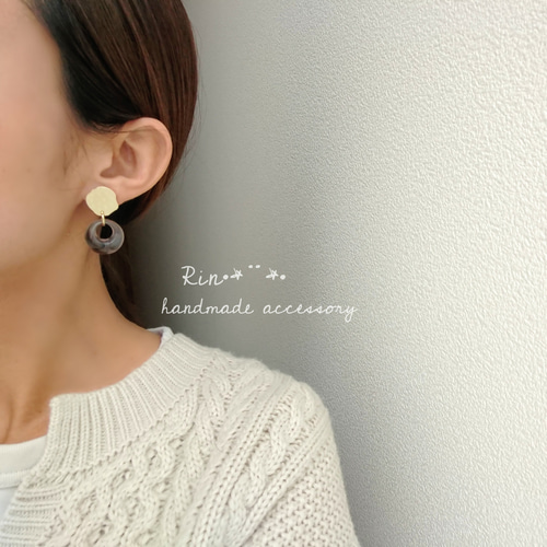 大人かわいい♡ぽこぽこメタル/マーブルビーズピアス/イヤリング 