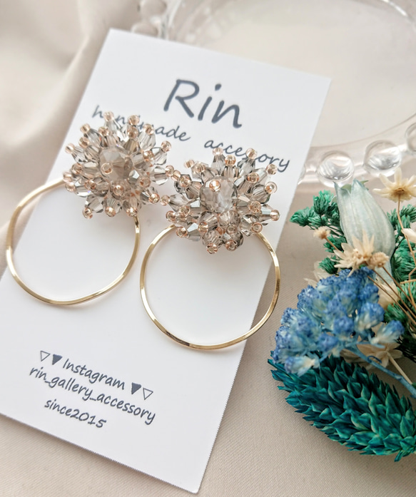 結婚式にも♡フラワーモチーフ/フープ大ぶりピアス/イヤリング ピアス 