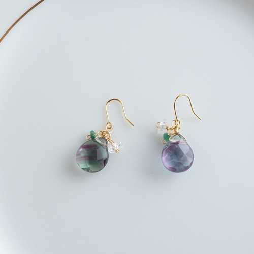 フローライトピアス 金具変更可☆One&shineシリーズ ピアス