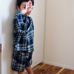 ☆たんぽぽの綿毛の甚平☆ミントブルー☆　80～100サイズ 5枚目の画像
