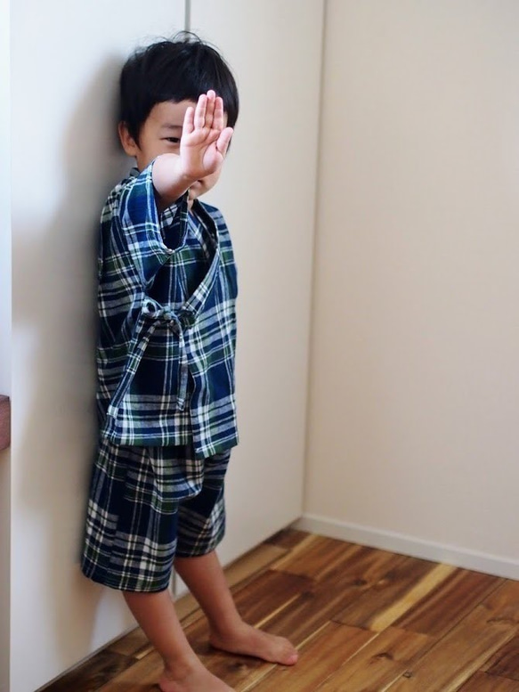 ☆たんぽぽの綿毛の甚平☆ミントブルー☆　80～100サイズ 5枚目の画像