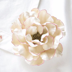皮革胸花老玫瑰（象牙+粉色）2way類型 第1張的照片